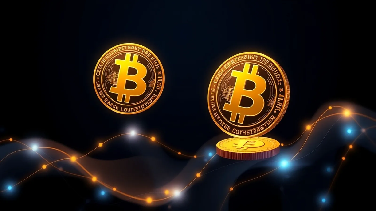 quanto rende 1000 reais em bitcoin por mes: ilustracao conceitual com elementos de criptomoedas em fundo escuro